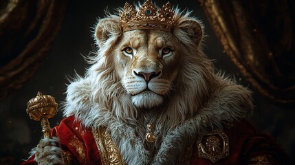 Majestic lion king throne power royalty fantasy