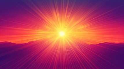 Obraz premium Vibrant sunset rays over mountains, background blur, design