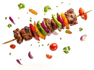 Delicious Grilled Beef Kebabs with Colorful Vegetables