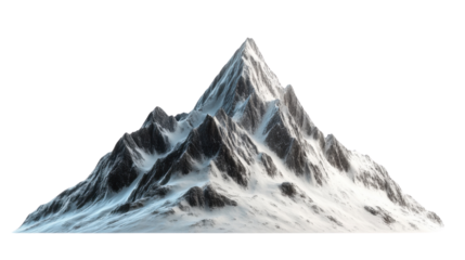 Snowy mountain peak isolated on transparent background