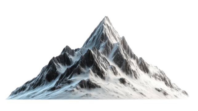 Snowy mountain peak isolated on transparent background
