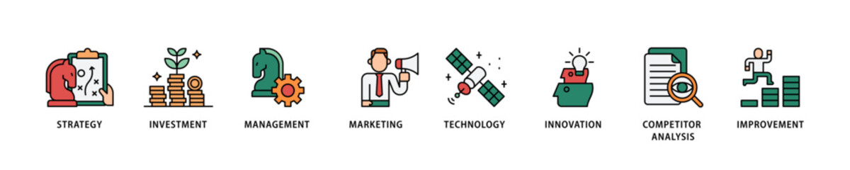 Business continuity icon set flow process which consists of management, ongoing operation, risk, resilience, and procedures icon live stroke and easy to edit .