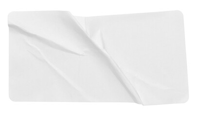 Obraz premium white paper wrinkled poster template ,blank glued creased paper sheet mockup.white poster mockup on wall. empty paper mockup.