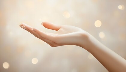 A Womans Hand Open in a Gentle Gesture