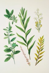 Obraz premium Illustration showcasing various parts of Codonanthes plant with botanical detail and vibrant colors