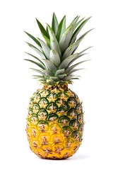 Fototapeta premium Fresh Ripe Pineapple Tropical Fruit Isolated White Background