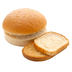 Two Sesame Seed Buns Stacked High Golden Brown Crust