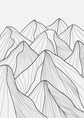 Mountain line arts illustration. Hand drawn style. Abstract mountain contemporary aesthetic backgrounds landscapes. use for print art, poster, cover, banner, template