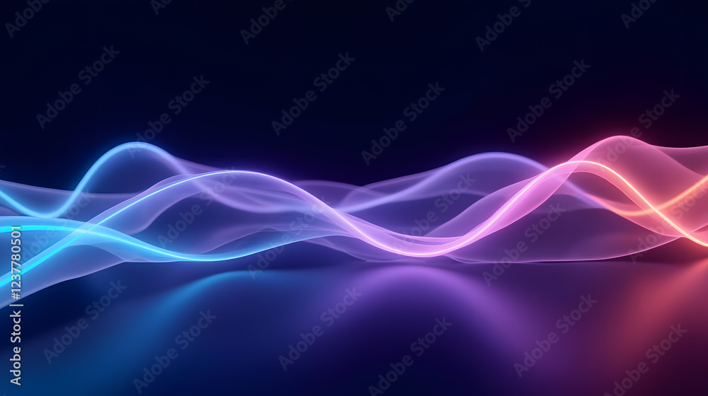 Poster abstract wave patterns in blue, purple, and red tones creating a smooth gradient background for tech