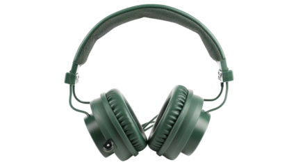 Modern wireless green headphones isolated on transparent background