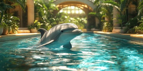 Serene Dolphin in Luxurious Indoor Pool