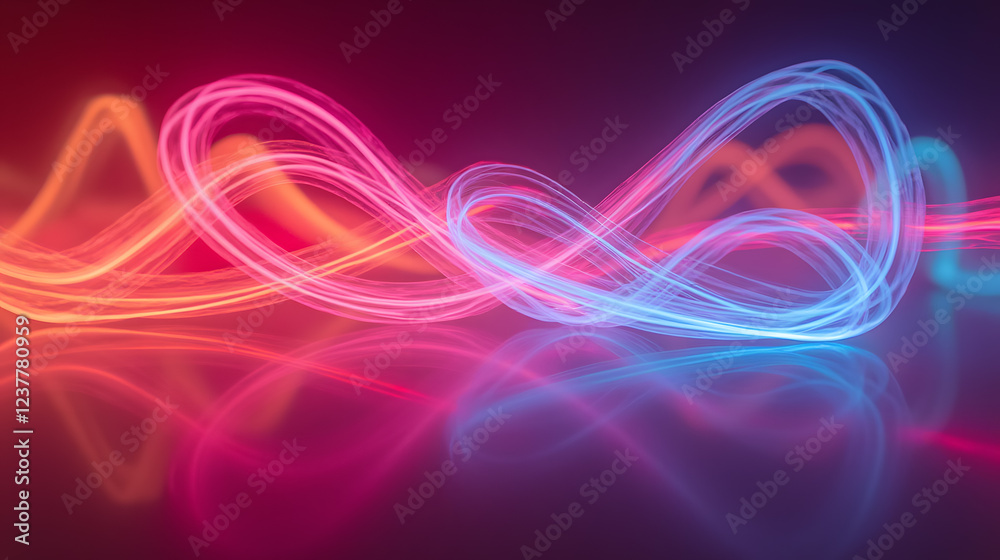 Poster colorful light trails on a dark background creating an abstract visual effect in a modern artistic s
