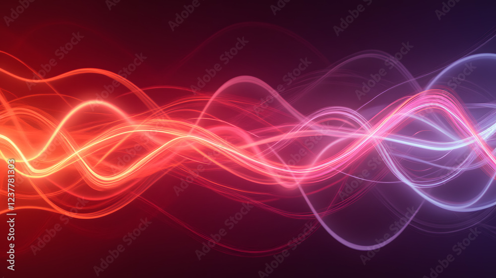 Aufkleber abstract wave pattern with vibrant colors and flowing light trails creating a sense of motion in a d