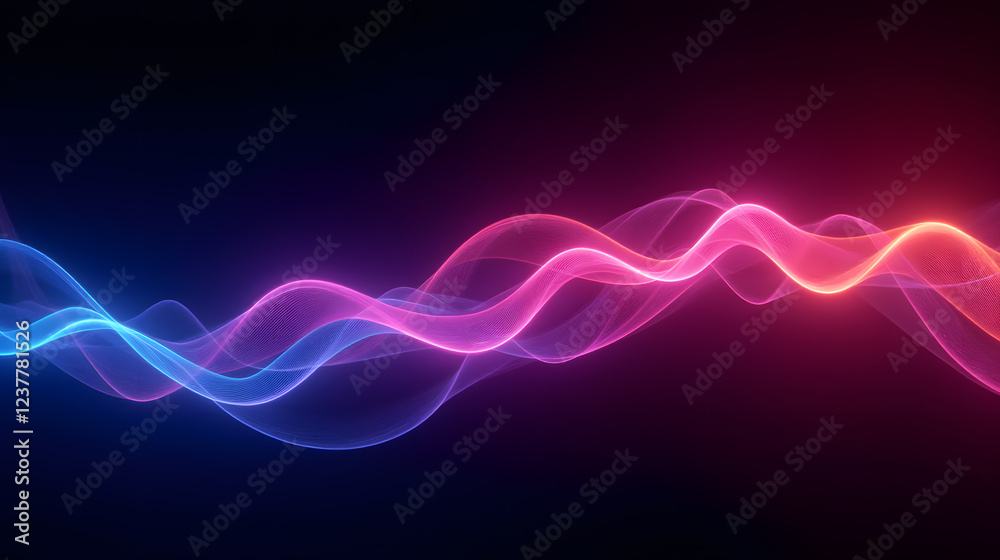Poster colorful abstract waves of light flowing in a dark background creating a vibrant visual energy displ
