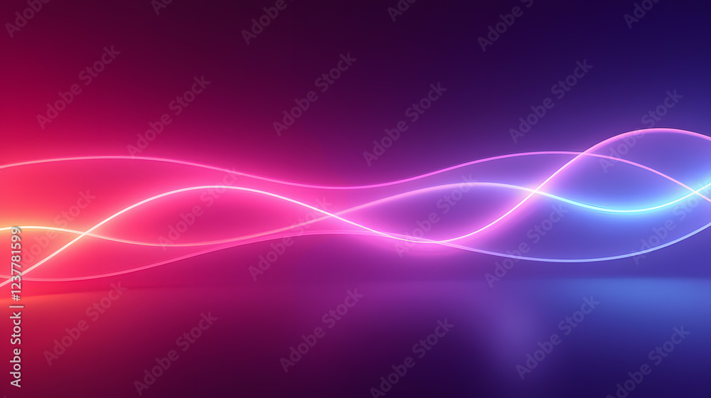 Poster abstract light waves in vibrant pink and blue color scheme creating a futuristic and dynamic backgro