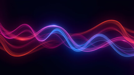 Colorful Light Waves Abstract Background for Digital Art, Technology, Music, or Science Concepts with Smooth Flowing Patterns and Bright Neon Colors