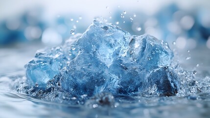 Obraz premium Splashing Blue Ice Cubes in Water