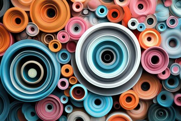 Colorful abstract composition of circular shapes in varying sizes and hues, creating a vibrant visual effect