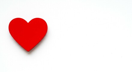 Obraz premium Single Red Heart Shape on White Background Valentine s Day Love Romance Concept