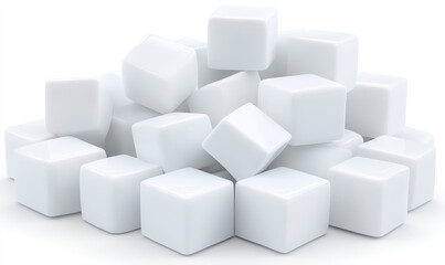 White Sugar Cubes Piled Together on a Bright Surface Creating an Appealing Background for Culinary or Cafe Themes in Stock Photography