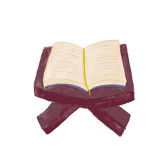 Open reading read Holy Alquran qur’an quran moslem pray watercolor brush illustration vector transparent clipart ramadan eid al fitr adha mubarak element