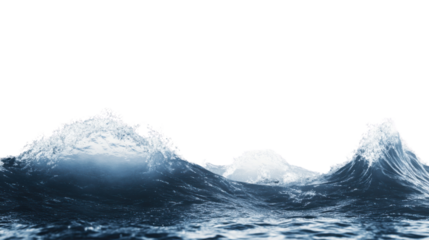 Breaking ocean waves with transparent background for easy integration