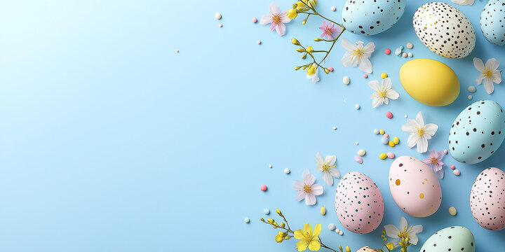 Fr&ouml;hliche Ostern-Hintergrund, Kartenvorlage, Ostereier, fr&ouml;hliche Ostern, Oster-Tapete, Werbeschild, Werbebanner, Frohe Ostern