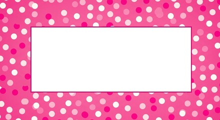 Pink Polka Dot Background with White Rectangular Frame Perfect for Invitations Cards and