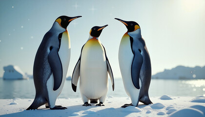 Obraz premium Penguins Standing on Ice in Antarctica