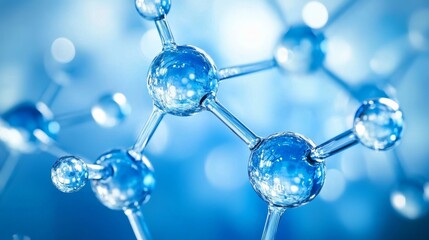 Abstract blue science technology background with glowing molecules, digital connections, and futuristic chemical structures, representing scientific innovation, molecular research, and biotechnology i