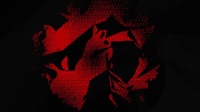 Animated abstract red background with bitmap texture on crumpled paper texture