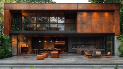 Modern Rustic Corten Steel House Exterior Design