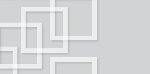 Abstract white and grey geometric overlapping square pattern, design of technology background with shadow. White abstract geometric background with white paper sheets soars as abstract spaces.