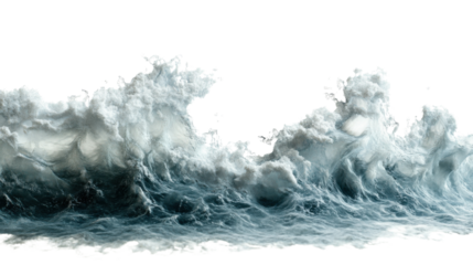 Big ocean wave breaking with foam and transparent background