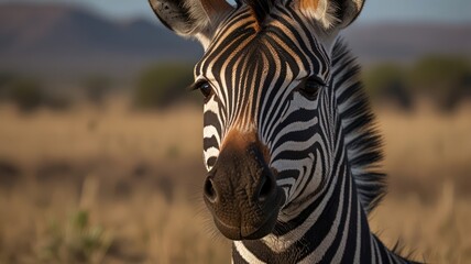 Naklejka premium Plains zebra close up africa savannah so