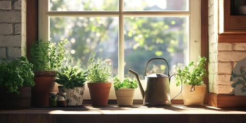 Bright and airy urban kitchen featuring DIY succulent planters bathed in warm sunlight.