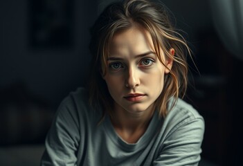 Tired female portrait with circles around eyes