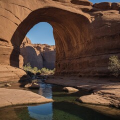 "A series of arches formed in sandstone, some standing alone, others connected by thin rock bridges."