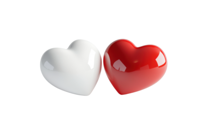red and white hearts isolated on white background 