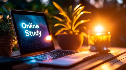 Online Study Concept with Natural Ambience. Generative AI