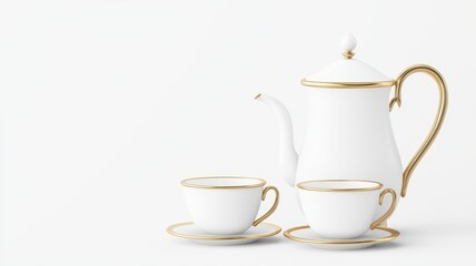 Fototapeta premium Ramadan Celebration. Elegant Arabic tea pot and cups perfect for festive decor or culinary presentations.