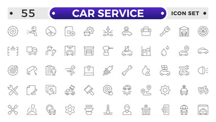 Auto service, car repair icon set. Car service and garage. Big collection: repair, maintenance, inspection, parts, units .Containing repair, maintenance, inspection, parts, units, elements and more.