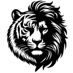 Silhouettes of lion and tiger faces
