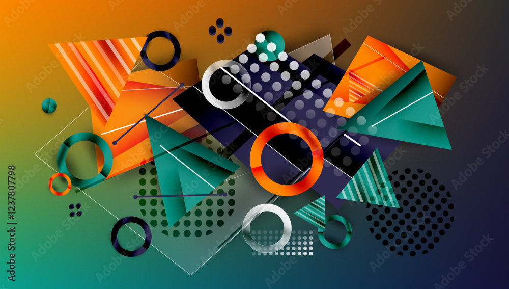 Poster creative triangles and circles composition