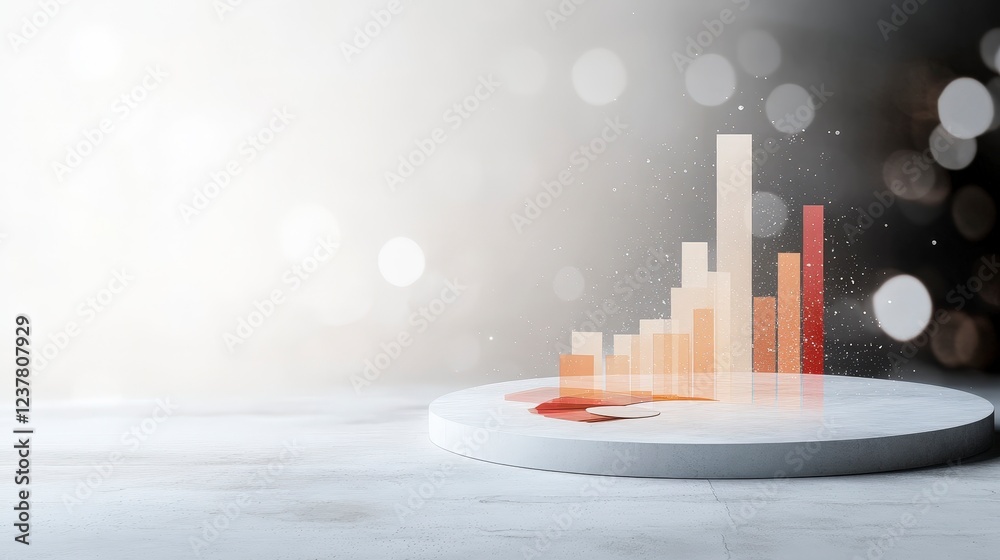 Aufkleber abstract data visualization with colorful bars and circular base on soft background