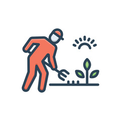 Color illustration icon for gardener