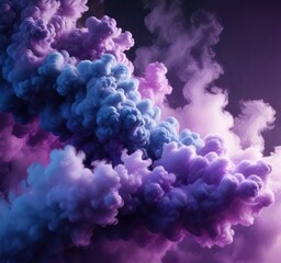 Fototapeta premium Studio shot of swirling blue and purple smoke clouds, studio, high quality