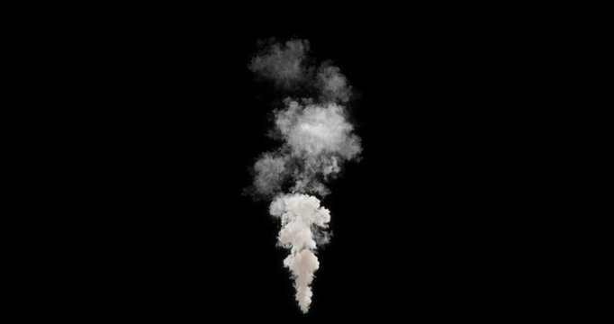 Steam smoke rising up flow visual effect on black backgrounds rendering