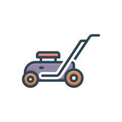 Color illustration icon for lawn mower