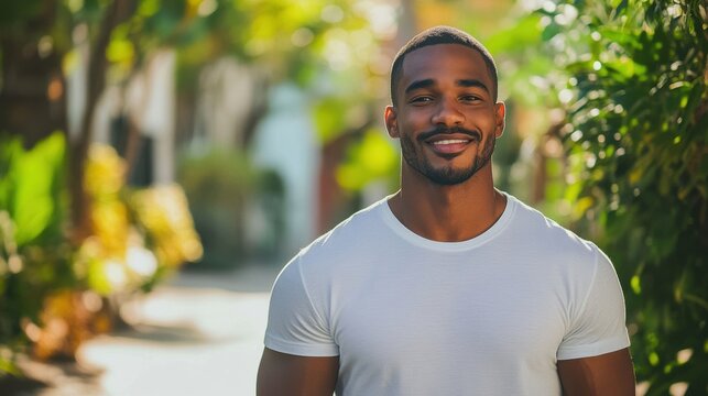 happy man smiling outdoors in nature